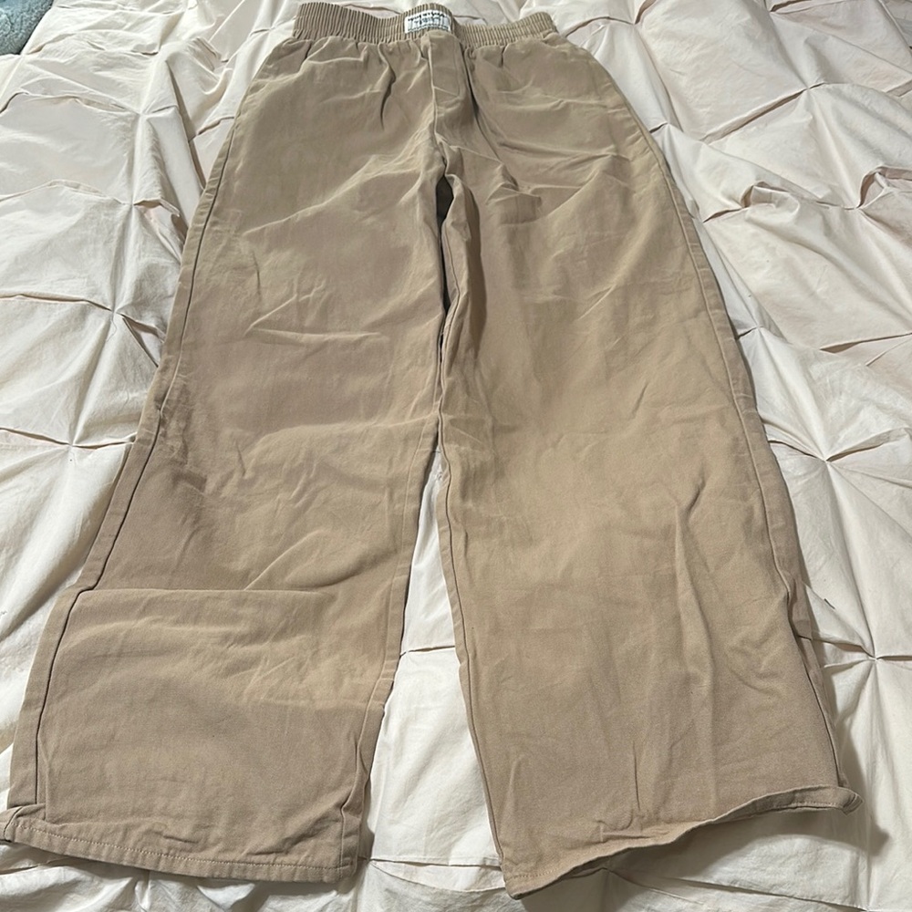 Casual Tan Wide-Leg Pants